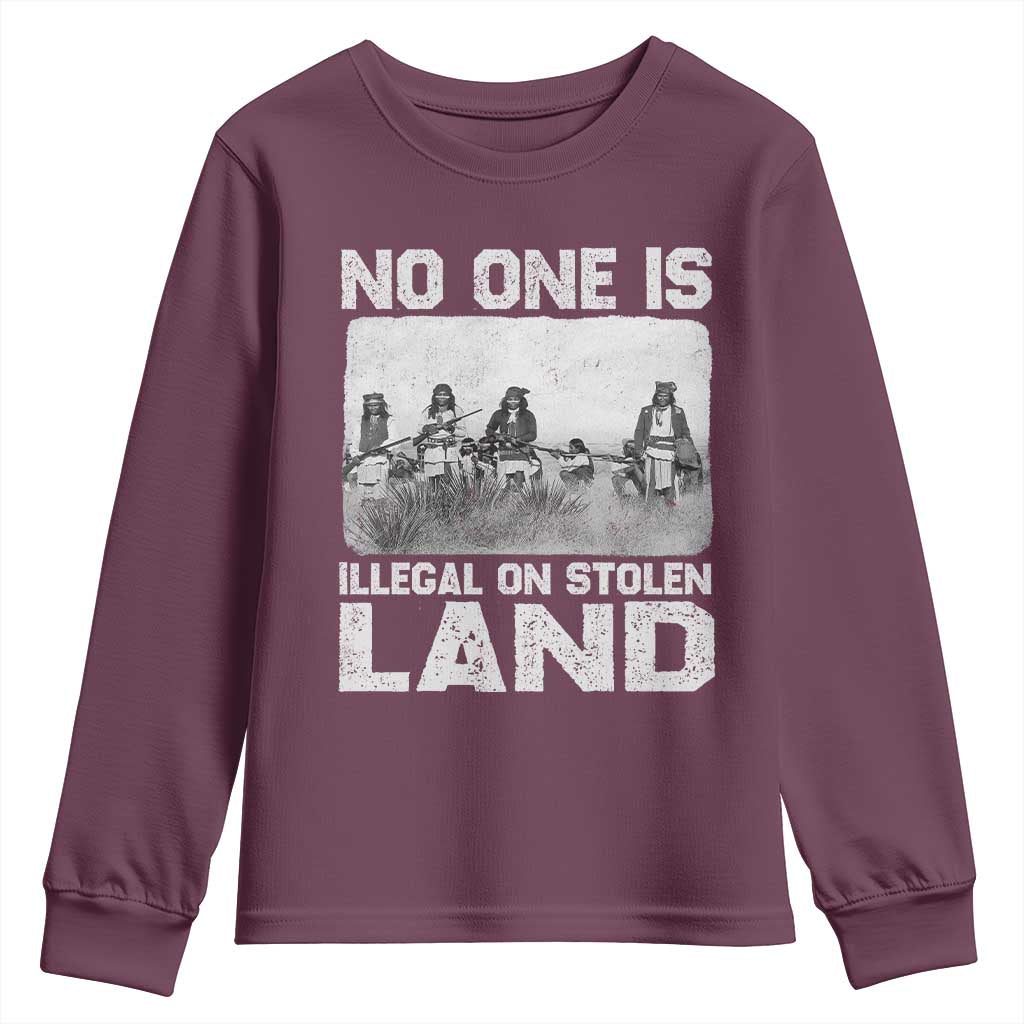 No One Is Illegal On Stolen Land Youth Sweatshirt Native Tribe Indigenous People - Wonder Print Shop
