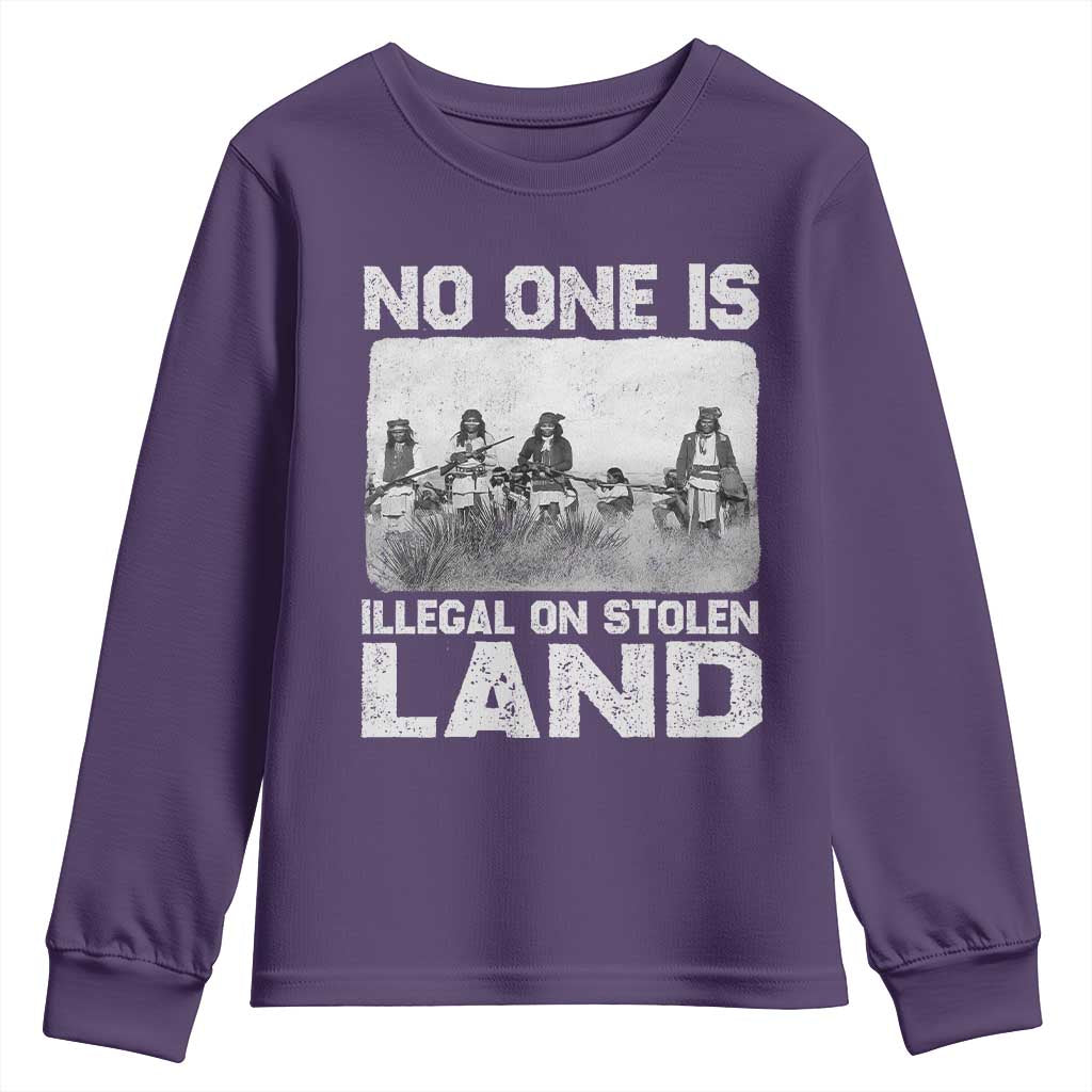 No One Is Illegal On Stolen Land Youth Sweatshirt Native Tribe Indigenous People - Wonder Print Shop