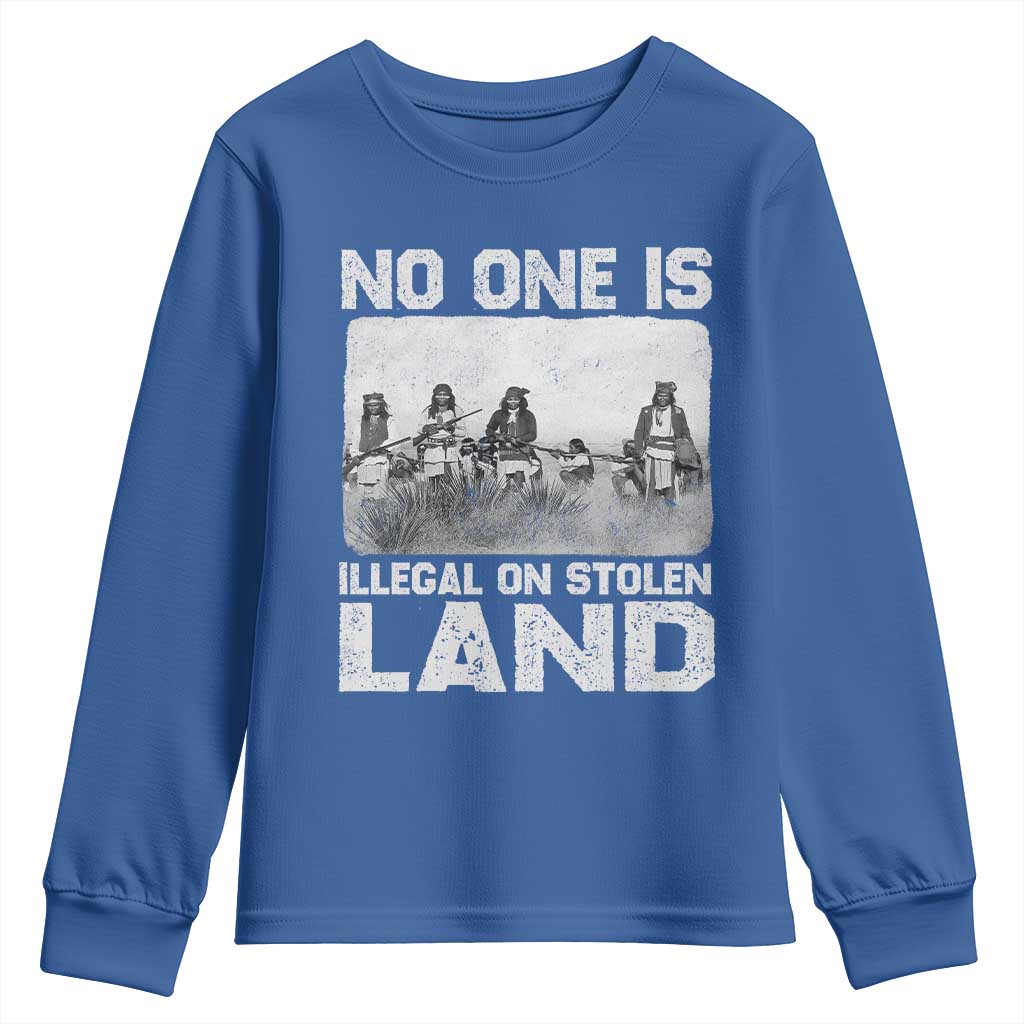 No One Is Illegal On Stolen Land Youth Sweatshirt Native Tribe Indigenous People - Wonder Print Shop