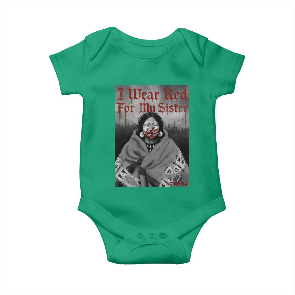 Stop MMIW Baby Onesie I Wear Red For My Sister Native American - Wonder Print Shop