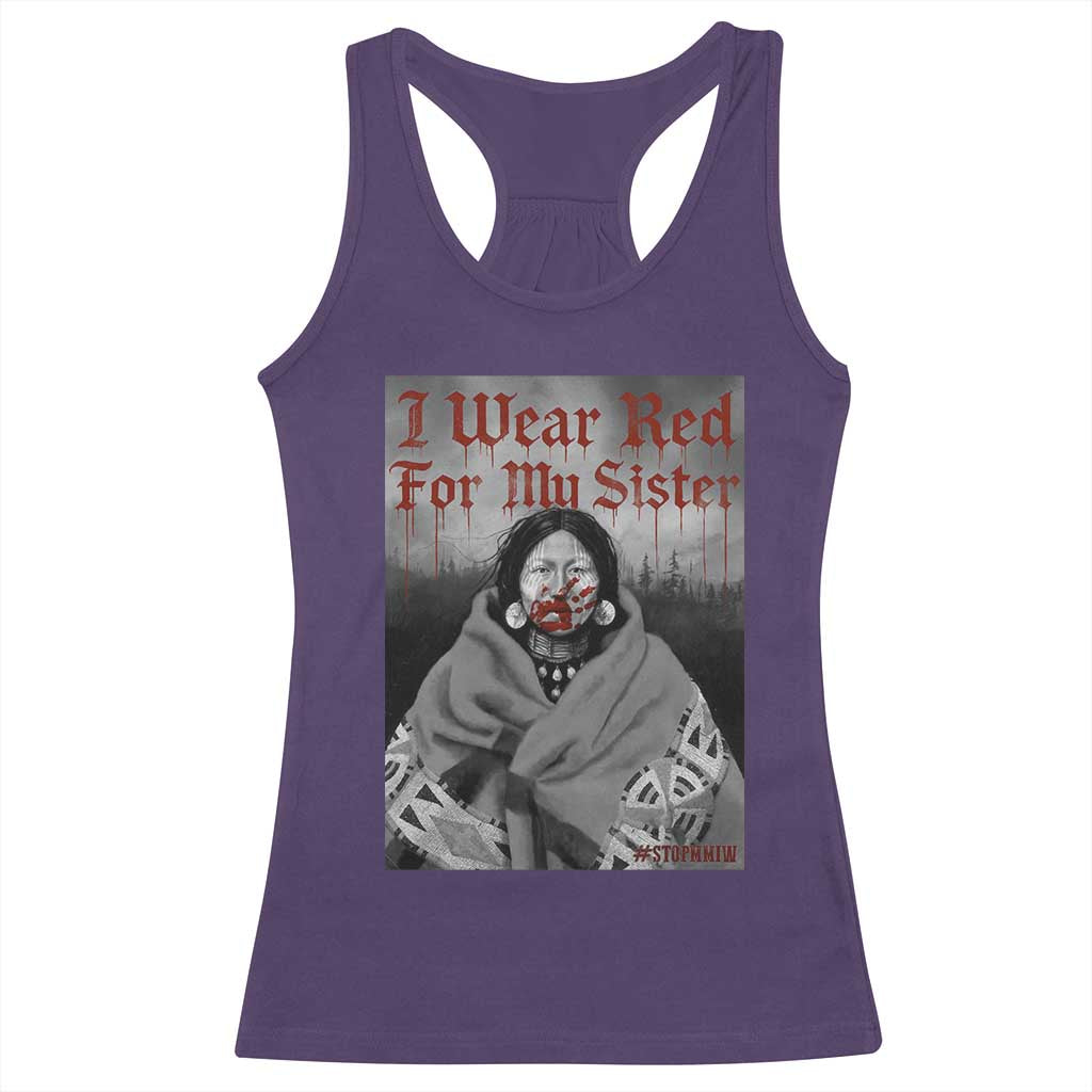Stop MMIW Racerback Tank Top I Wear Red For My Sister Native American - Wonder Print Shop