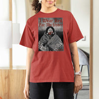 Stop MMIW T Shirt For Women I Wear Red For My Sister Native American - Wonder Print Shop