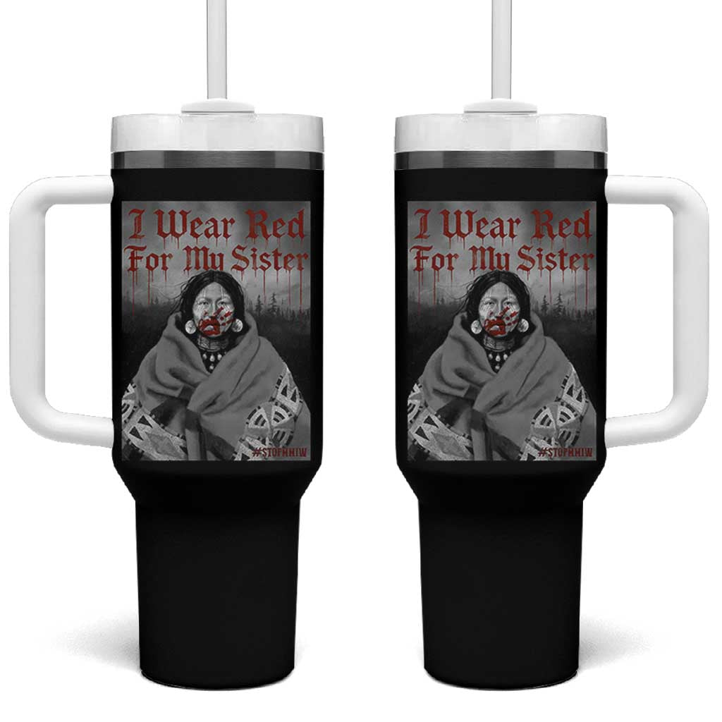 Stop MMIW Tumbler With Handle I Wear Red For My Sister Native American - Wonder Print Shop