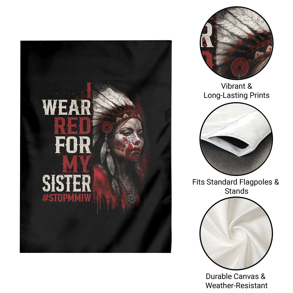 MMIW Garden Flag I Wear Red For My Sister Native American Stop MMIW - Wonder Print Shop