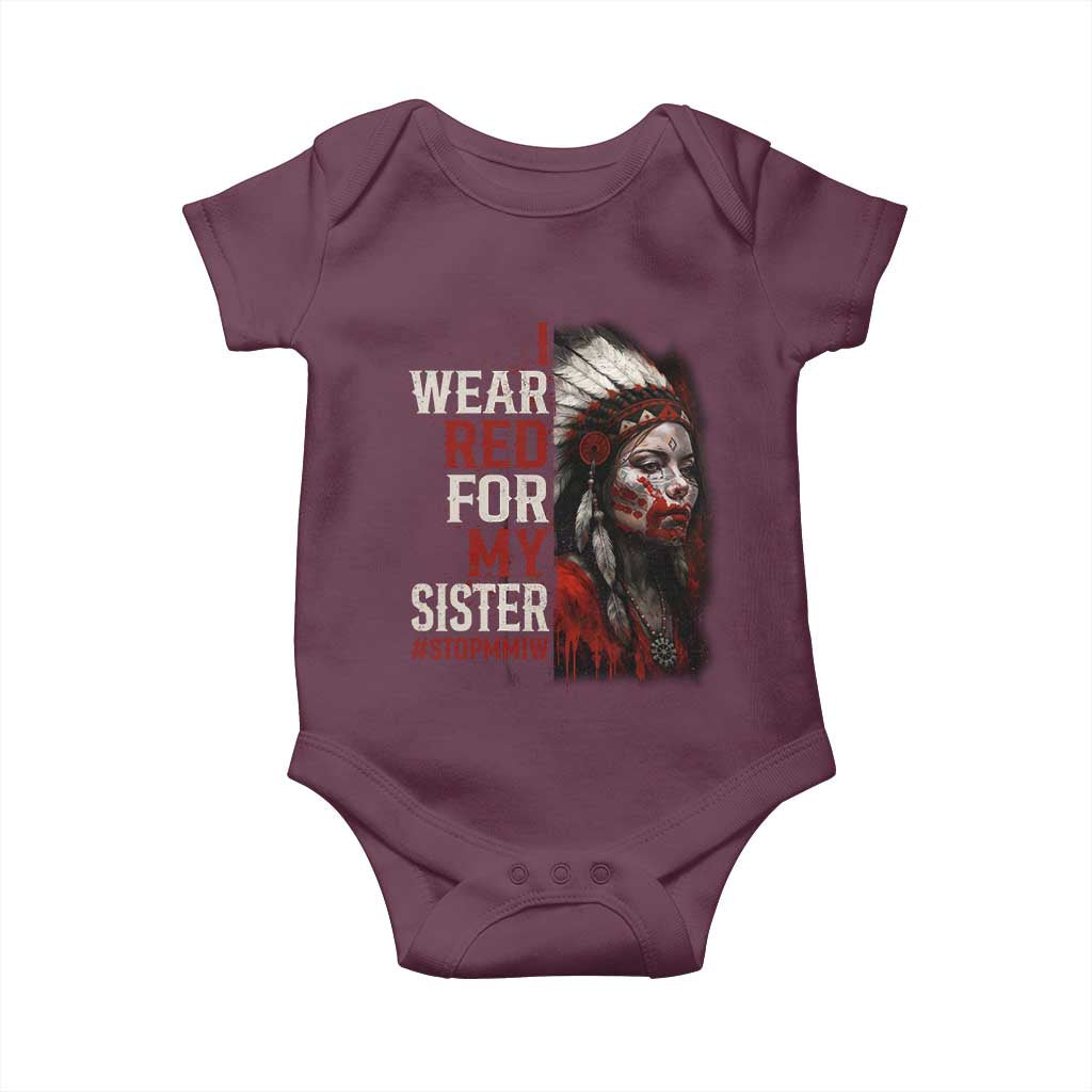 MMIW Baby Onesie I Wear Red For My Sister Native American Stop MMIW - Wonder Print Shop