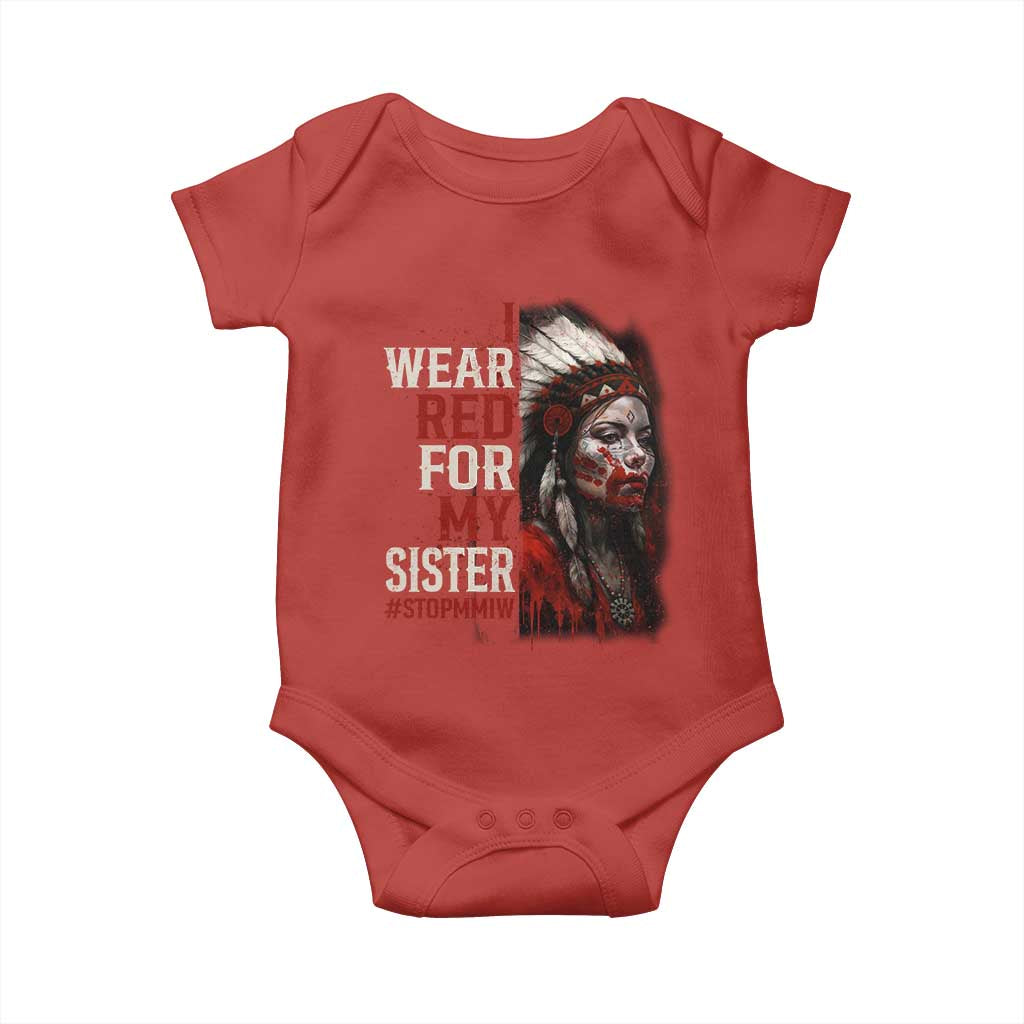 MMIW Baby Onesie I Wear Red For My Sister Native American Stop MMIW - Wonder Print Shop