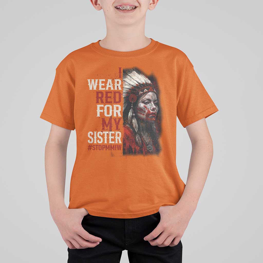MMIW T Shirt For Kid I Wear Red For My Sister Native American Stop MMIW - Wonder Print Shop