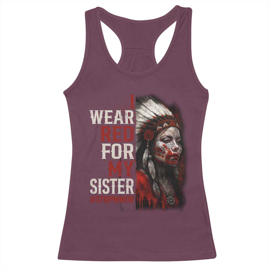 MMIW Racerback Tank Top I Wear Red For My Sister Native American Stop MMIW - Wonder Print Shop