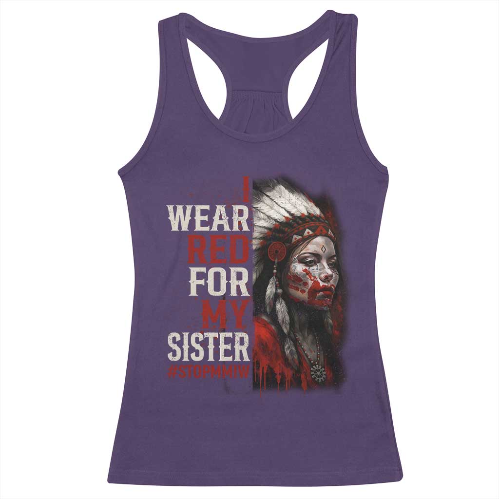 MMIW Racerback Tank Top I Wear Red For My Sister Native American Stop MMIW - Wonder Print Shop