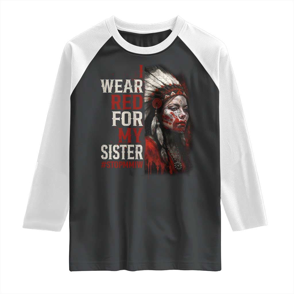 MMIW Raglan Shirt I Wear Red For My Sister Native American Stop MMIW - Wonder Print Shop