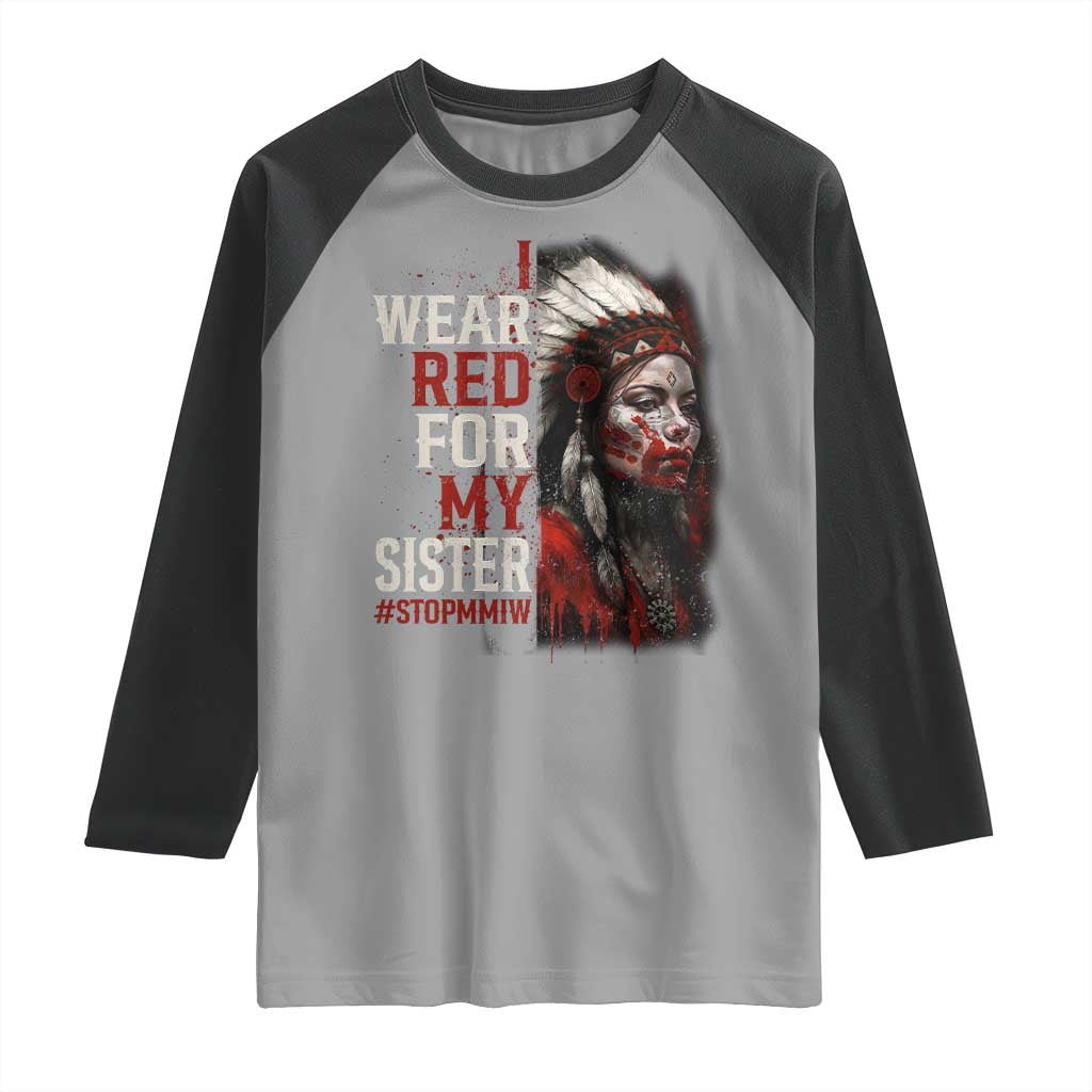 MMIW Raglan Shirt I Wear Red For My Sister Native American Stop MMIW - Wonder Print Shop