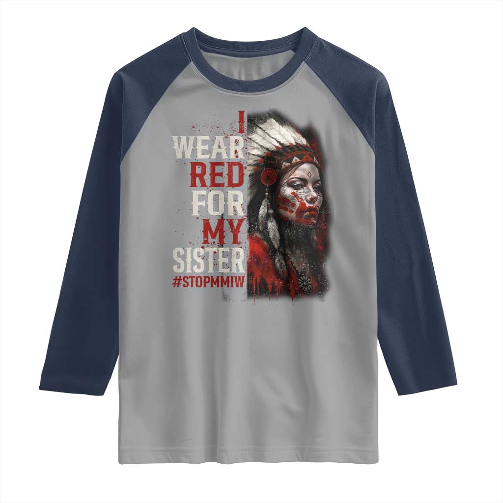 MMIW Raglan Shirt I Wear Red For My Sister Native American Stop MMIW - Wonder Print Shop