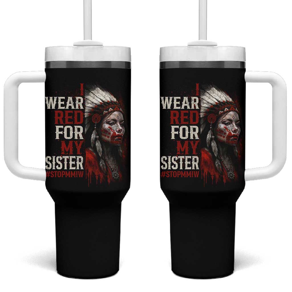 MMIW Tumbler With Handle I Wear Red For My Sister Native American Stop MMIW - Wonder Print Shop