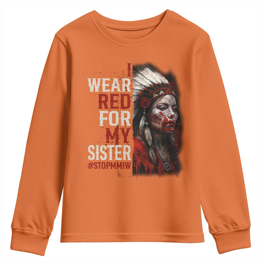 MMIW Youth Sweatshirt I Wear Red For My Sister Native American Stop MMIW - Wonder Print Shop