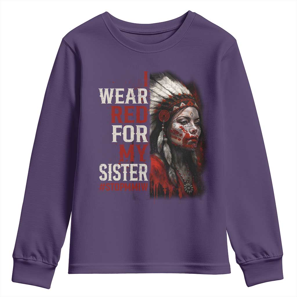 MMIW Youth Sweatshirt I Wear Red For My Sister Native American Stop MMIW - Wonder Print Shop