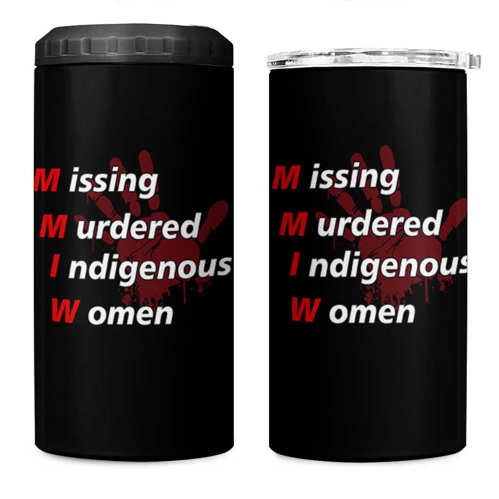 MMIW 4 in 1 Can Cooler Tumbler Missing Murdered Indigenous Women Red Hand - Wonder Print Shop