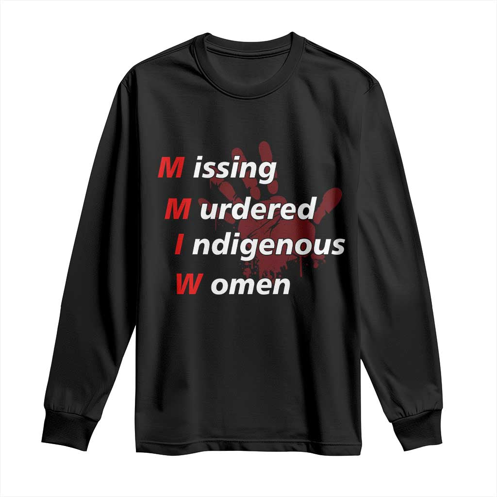 MMIW Long Sleeve Shirt Missing Murdered Indigenous Women Red Hand - Wonder Print Shop