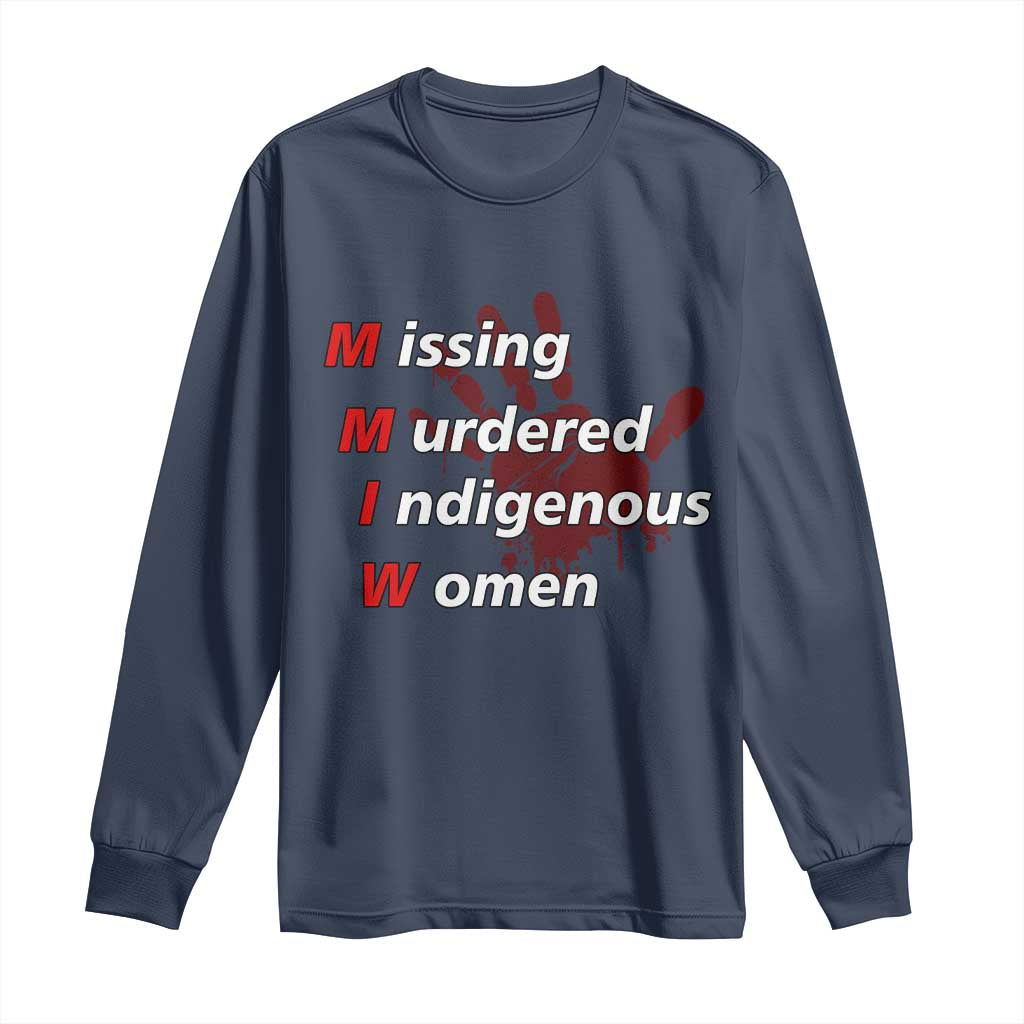 MMIW Long Sleeve Shirt Missing Murdered Indigenous Women Red Hand - Wonder Print Shop