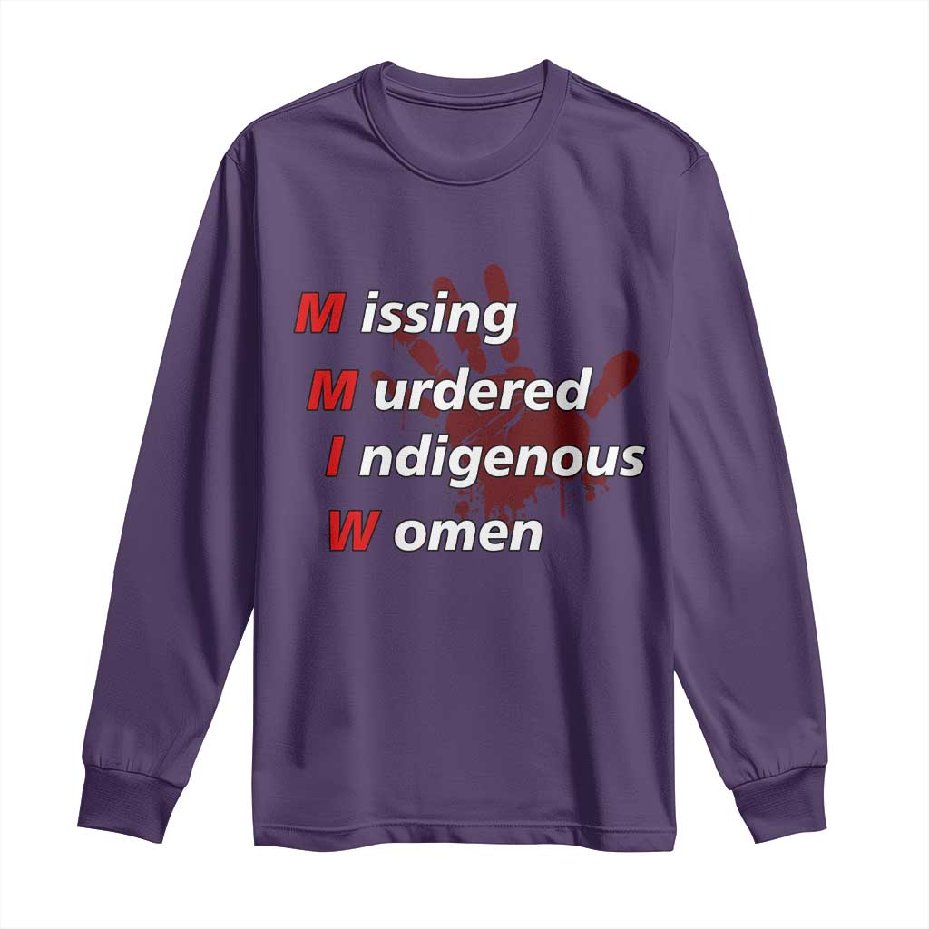 MMIW Long Sleeve Shirt Missing Murdered Indigenous Women Red Hand - Wonder Print Shop