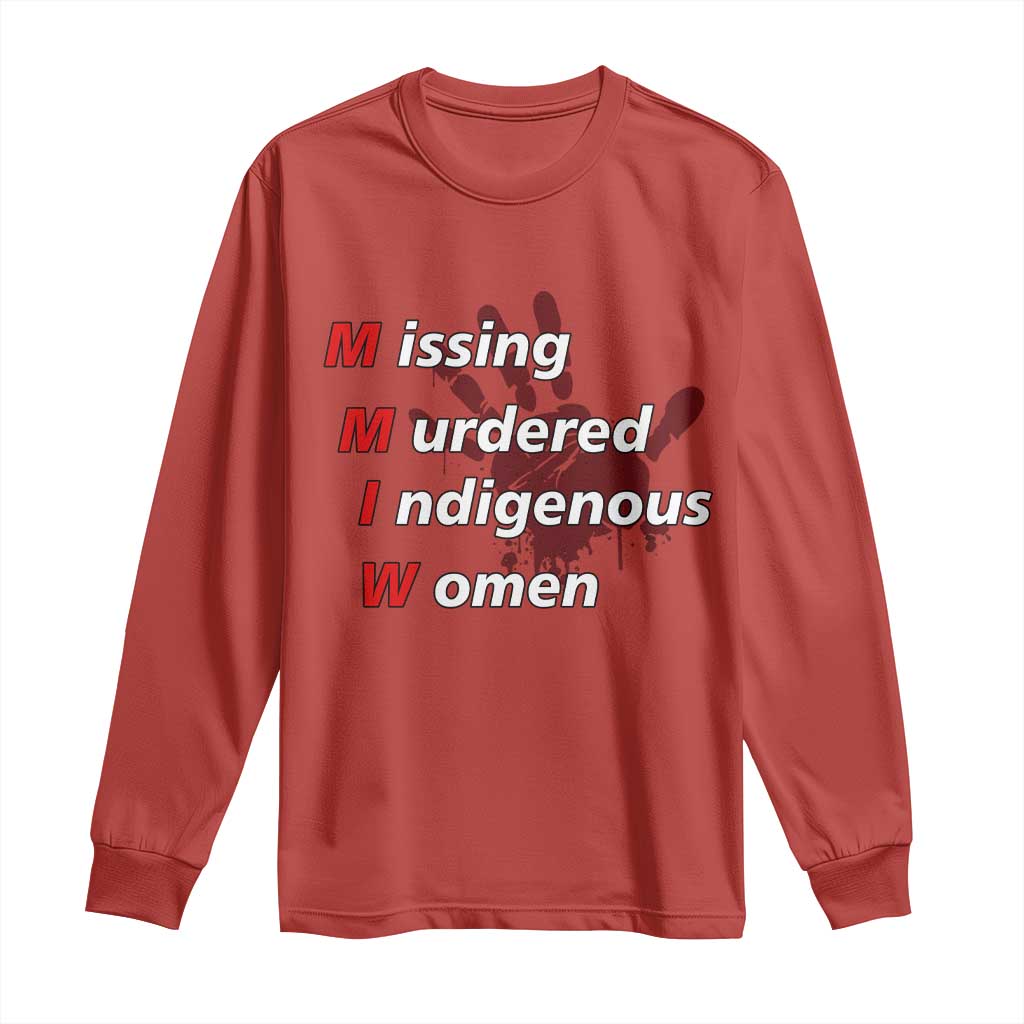 MMIW Long Sleeve Shirt Missing Murdered Indigenous Women Red Hand - Wonder Print Shop