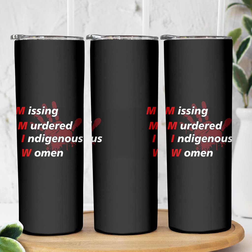 MMIW Skinny Tumbler Missing Murdered Indigenous Women Red Hand - Wonder Print Shop
