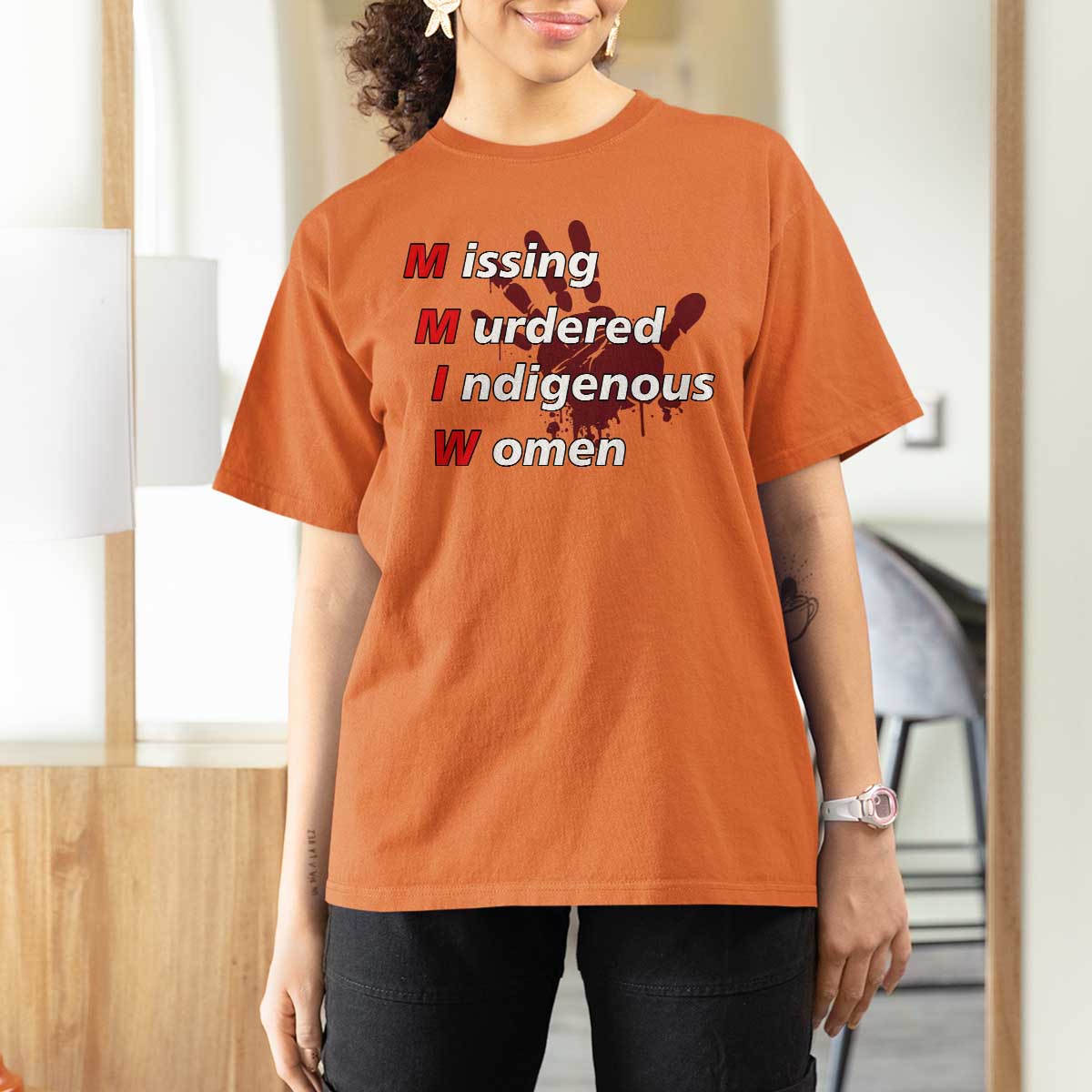 MMIW T Shirt For Women Missing Murdered Indigenous Women Red Hand - Wonder Print Shop