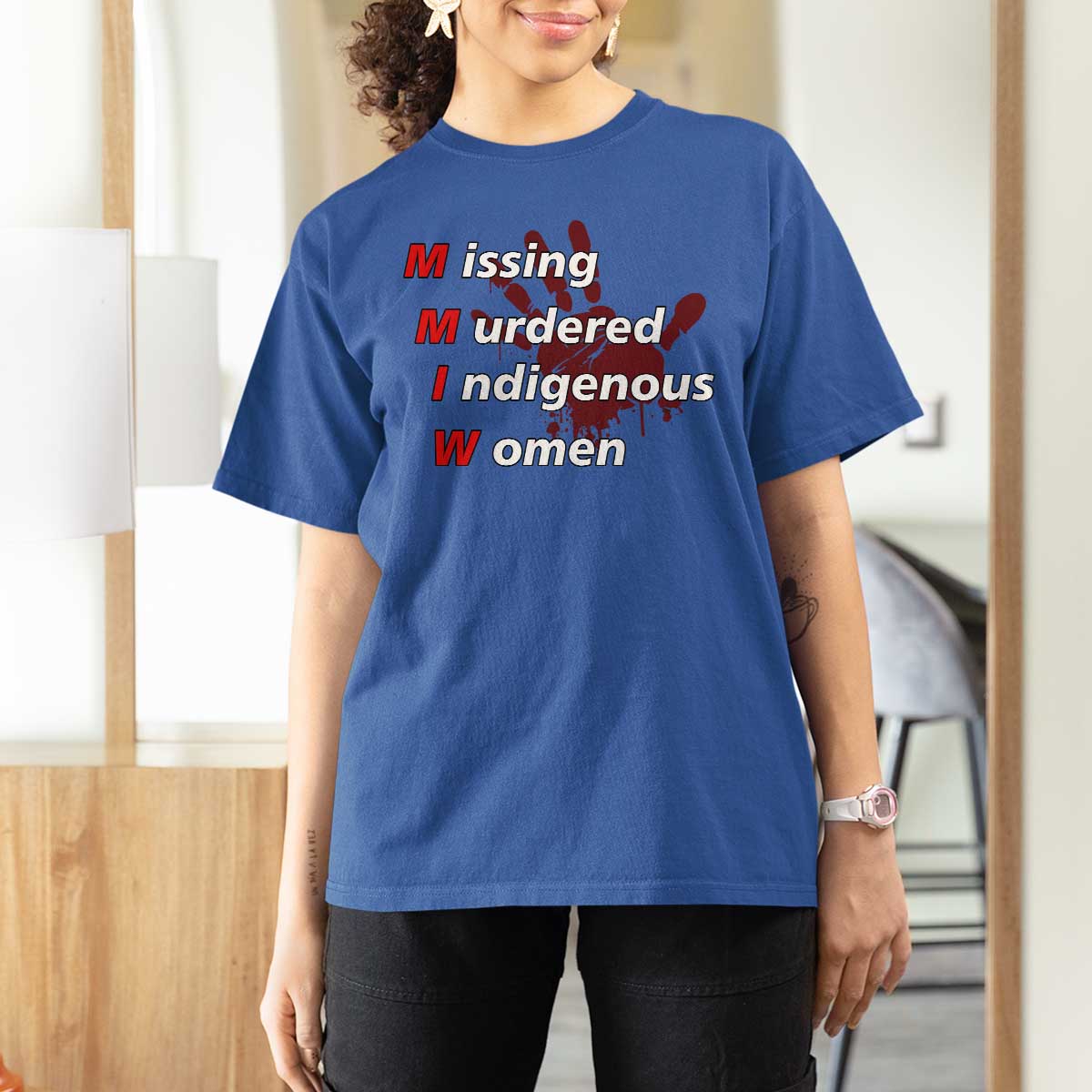 MMIW T Shirt For Women Missing Murdered Indigenous Women Red Hand - Wonder Print Shop