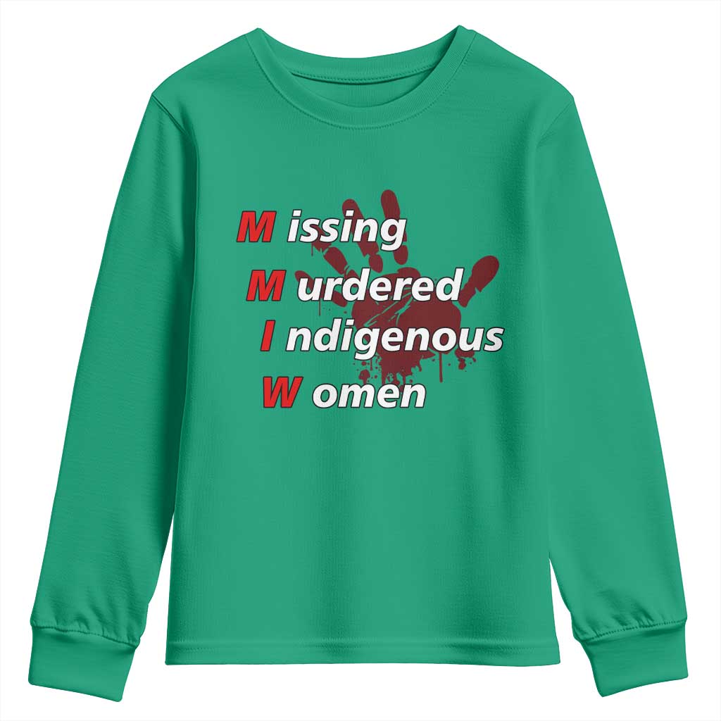 MMIW Youth Sweatshirt Missing Murdered Indigenous Women Red Hand - Wonder Print Shop