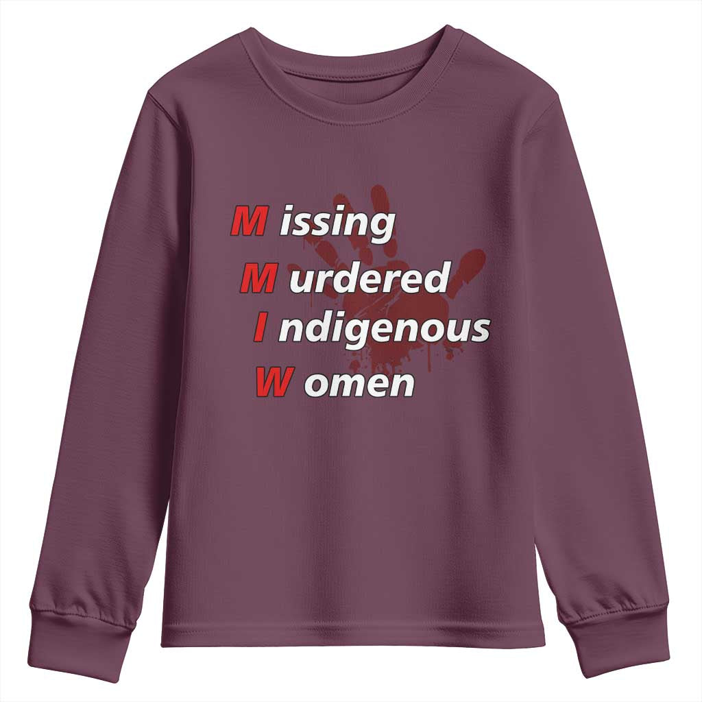 MMIW Youth Sweatshirt Missing Murdered Indigenous Women Red Hand - Wonder Print Shop