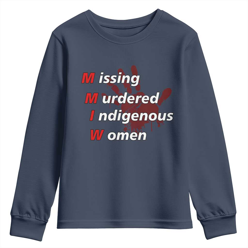 MMIW Youth Sweatshirt Missing Murdered Indigenous Women Red Hand - Wonder Print Shop