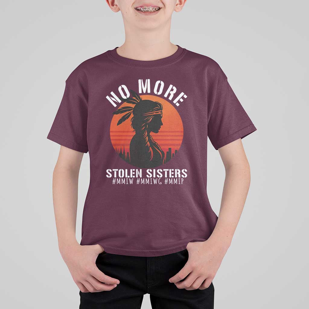 MMIW No More Stolen Sisters T Shirt For Kid American Native Indigenous Woman - Wonder Print Shop