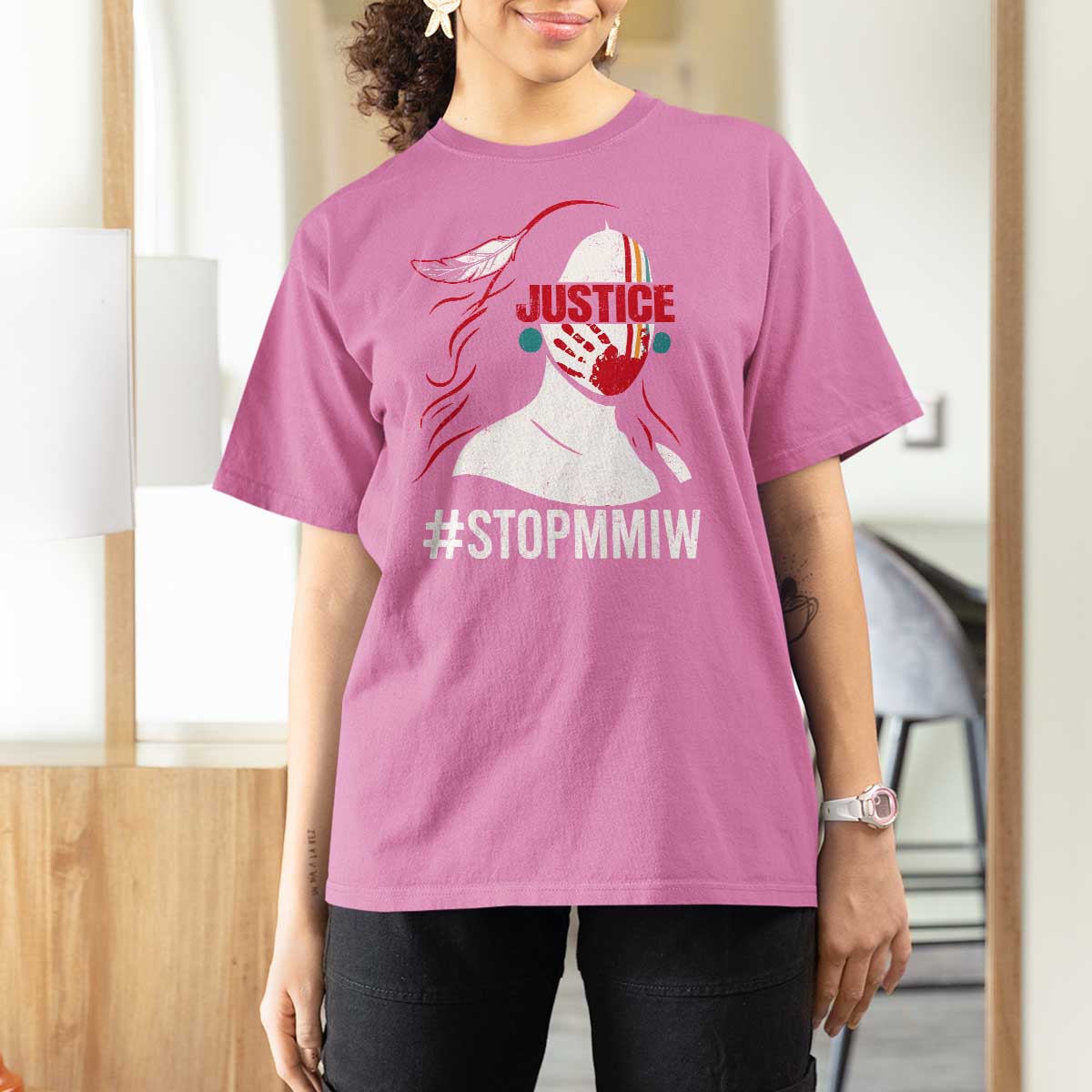 MMIW Awareness T Shirt For Women Justice For Indigenous Woman Stop Stolen Sisters