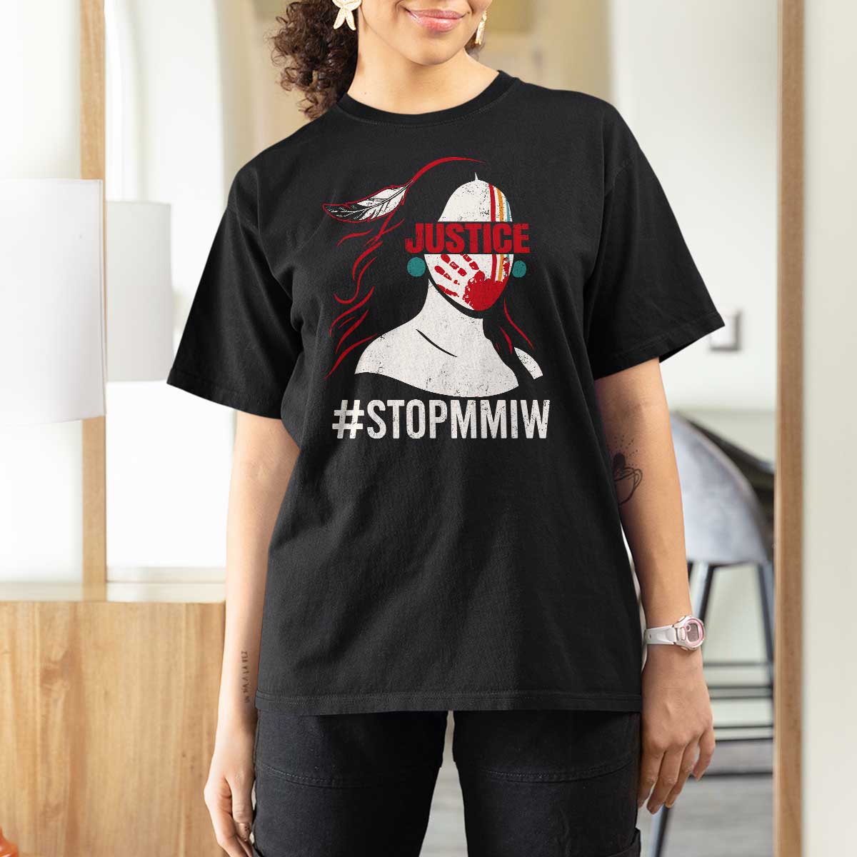 MMIW Awareness T Shirt For Women Justice For Indigenous Woman Stop Stolen Sisters
