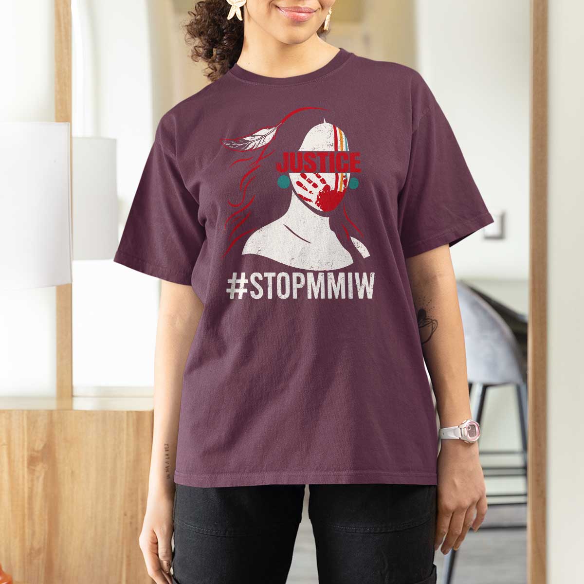 MMIW Awareness T Shirt For Women Justice For Indigenous Woman Stop Stolen Sisters