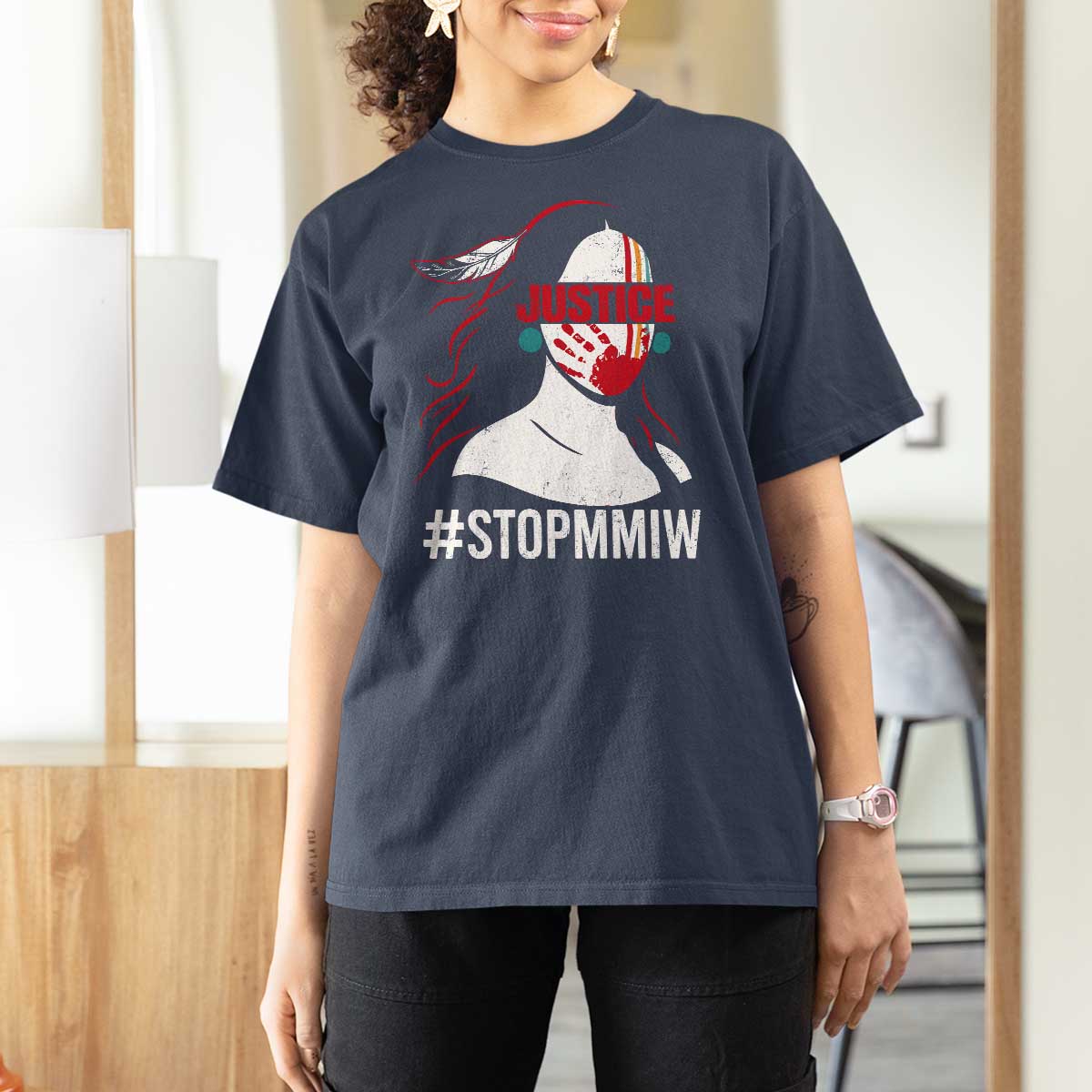 MMIW Awareness T Shirt For Women Justice For Indigenous Woman Stop Stolen Sisters