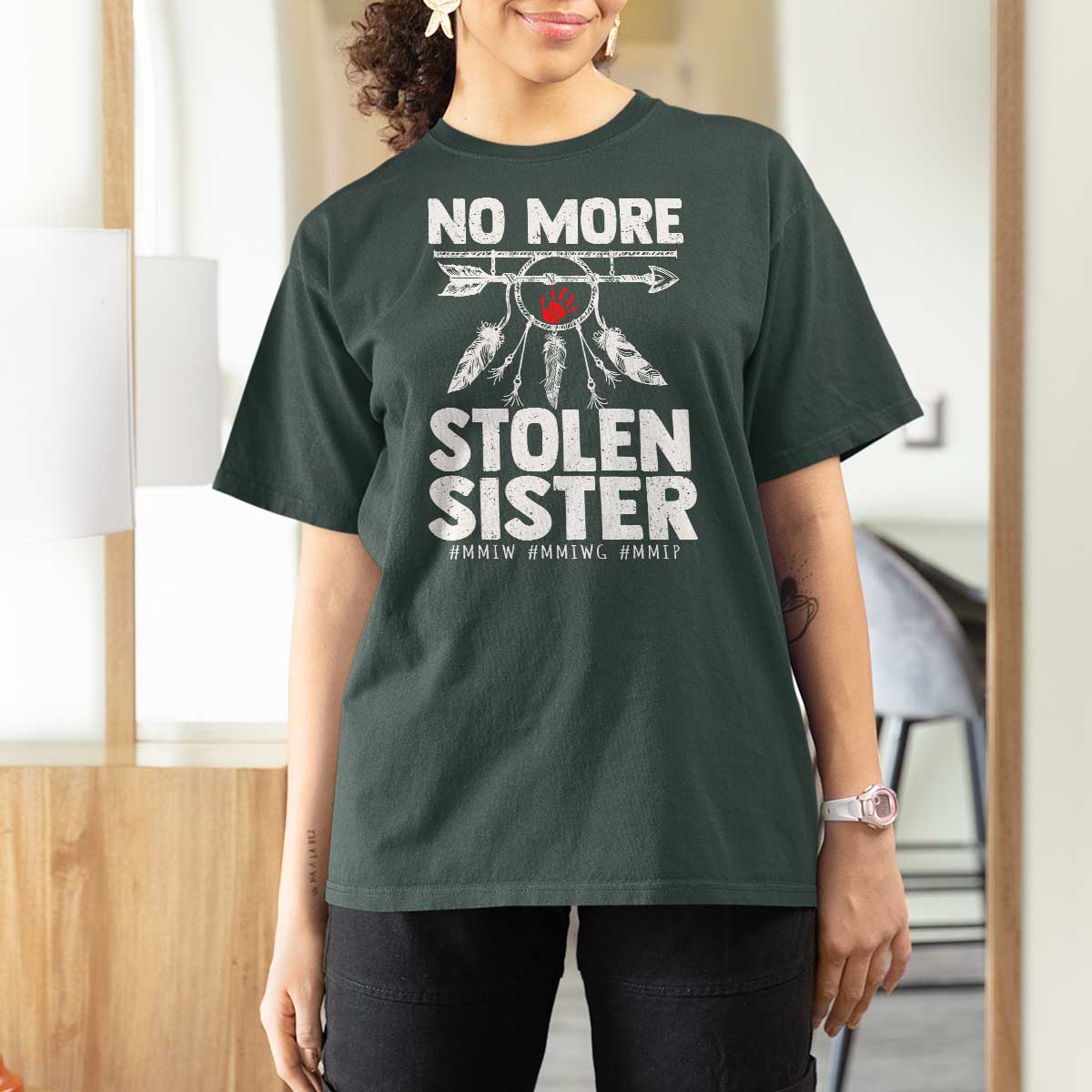 MMIW T Shirt For Women No More Stolen Sisters Indigenous Woman - Wonder Print Shop