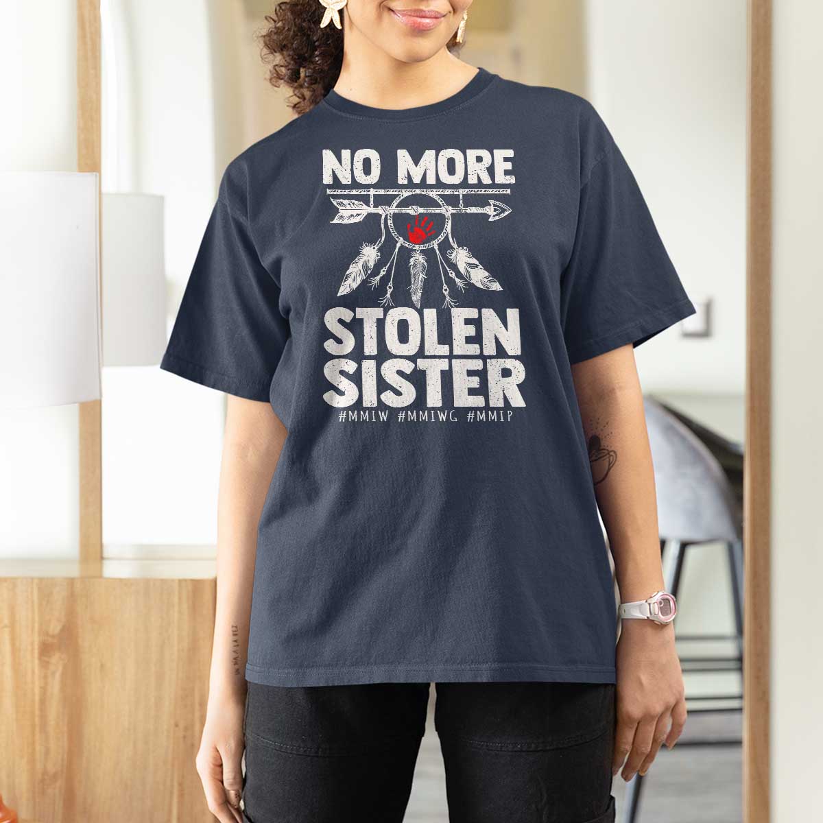 MMIW T Shirt For Women No More Stolen Sisters Indigenous Woman - Wonder Print Shop
