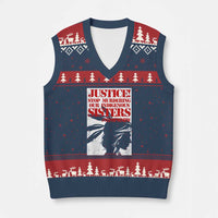 MMIW Awareness V-Neck Knit Sweater Vest Justice Stop Murdering Our Indigenous Sisters