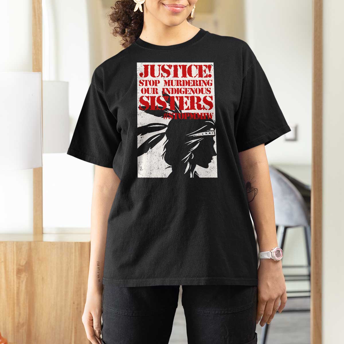 MMIW Awareness T Shirt For Women Justice Stop Murdering Our Indigenous Sisters
