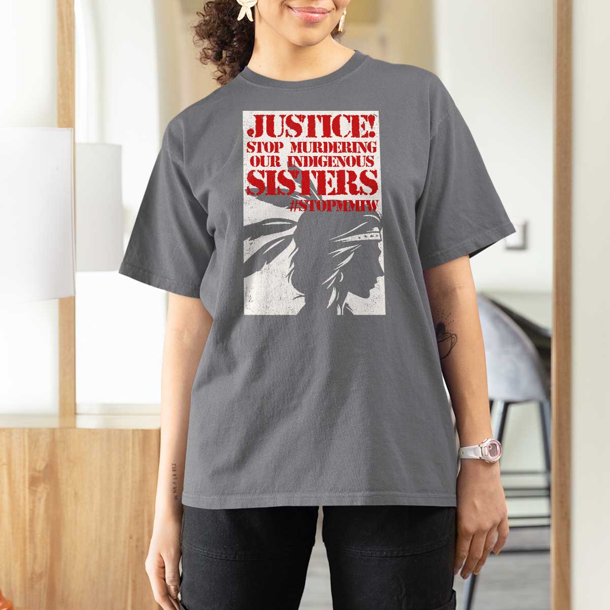 MMIW Awareness T Shirt For Women Justice Stop Murdering Our Indigenous Sisters