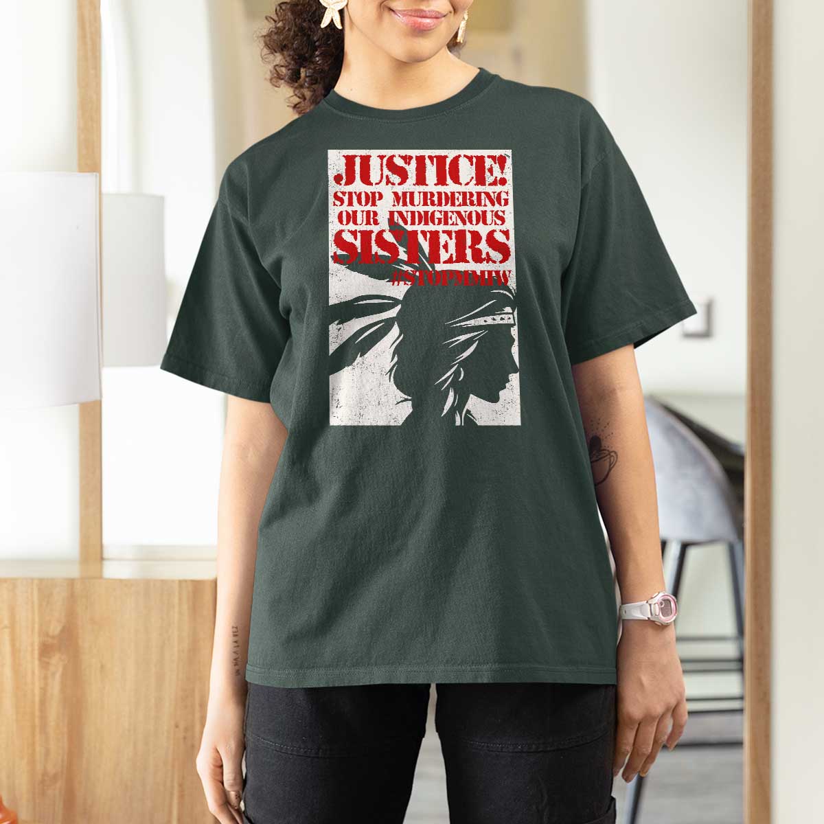 MMIW Awareness T Shirt For Women Justice Stop Murdering Our Indigenous Sisters