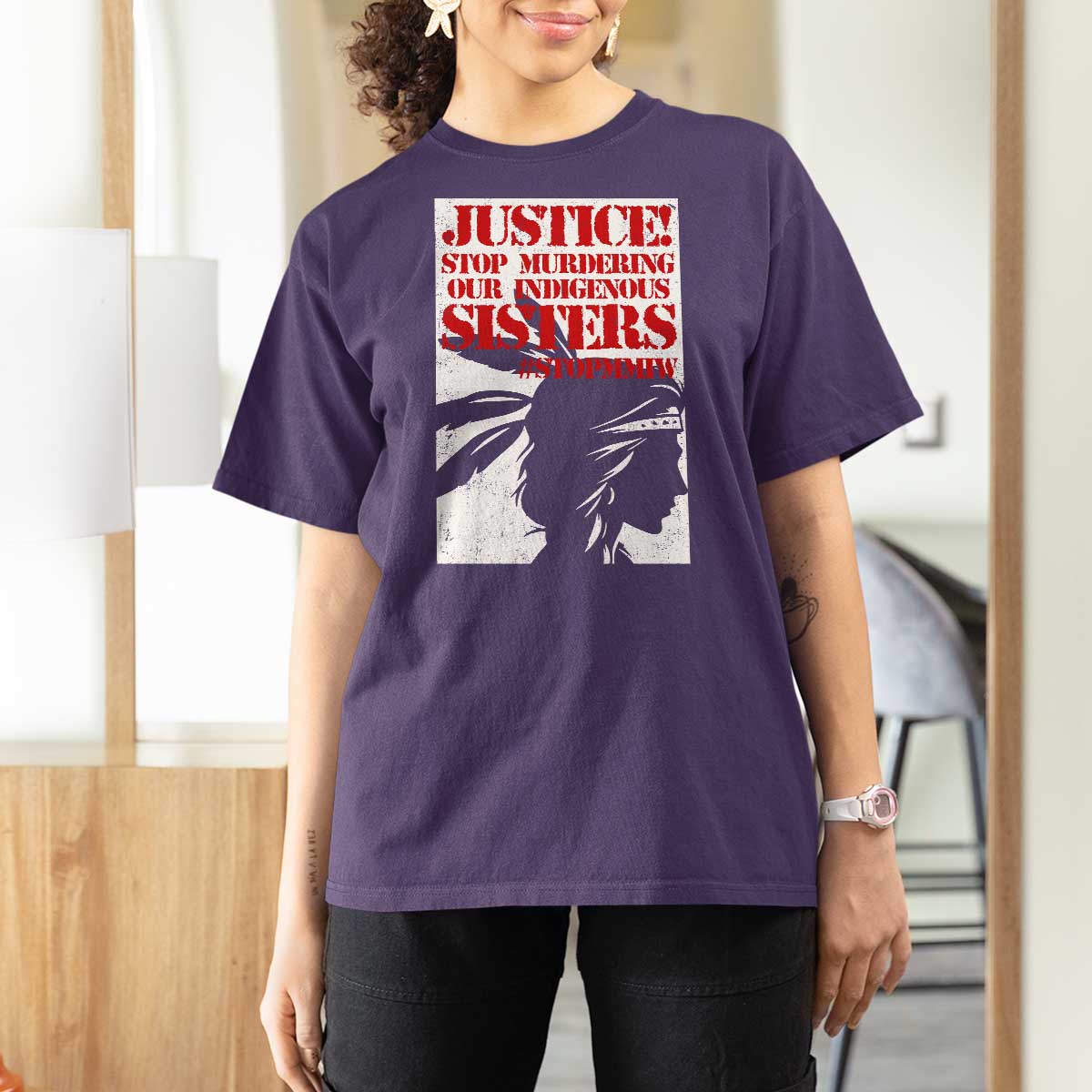 MMIW Awareness T Shirt For Women Justice Stop Murdering Our Indigenous Sisters