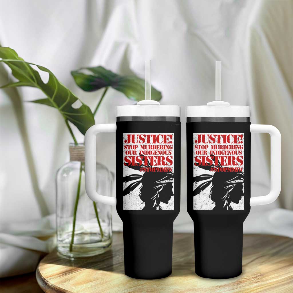 MMIW Awareness Tumbler With Handle Justice Stop Murdering Our Indigenous Sisters