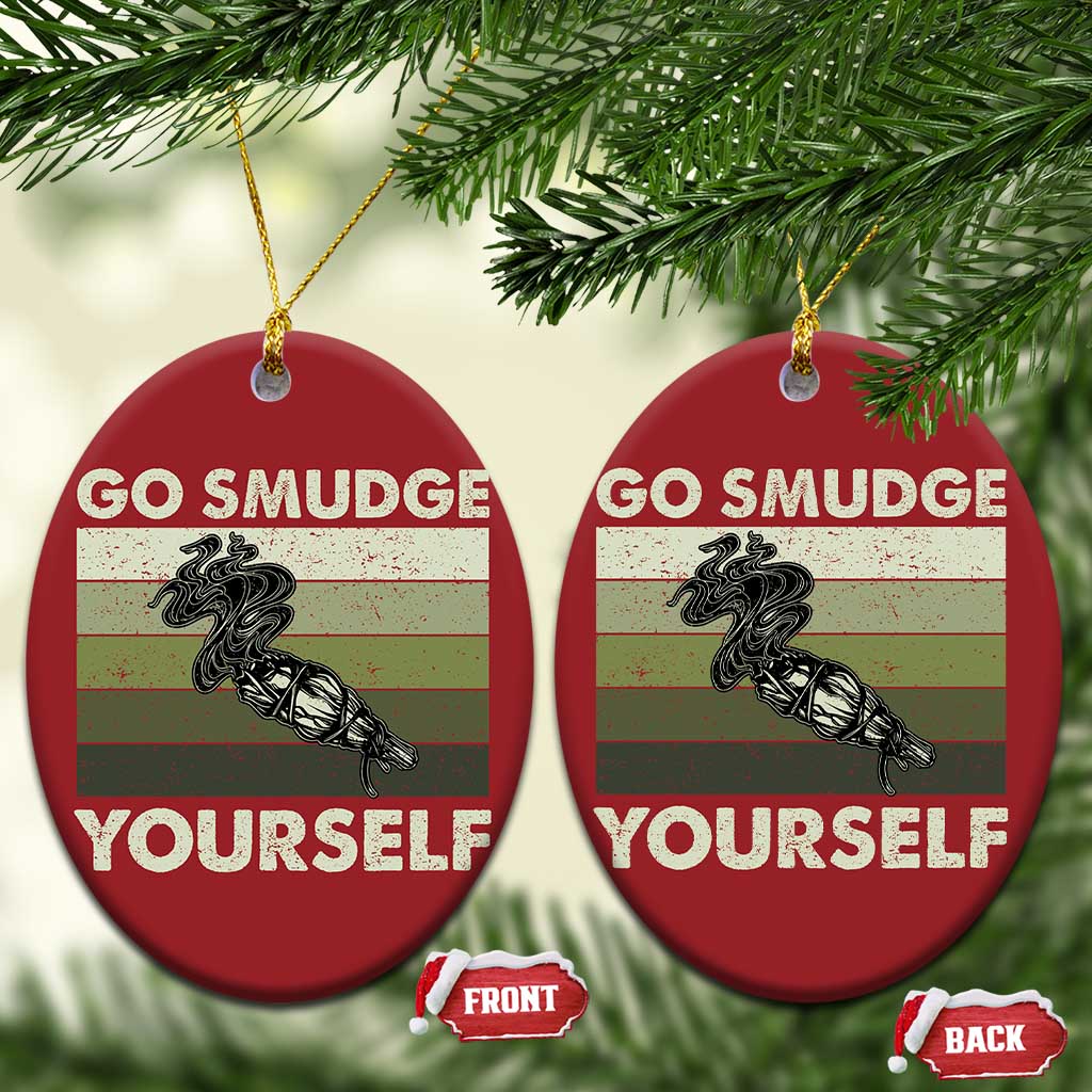 Go Smudge Yourself Christmas Ornament Funny Sage Bundle Smudging Feather - Wonder Print Shop