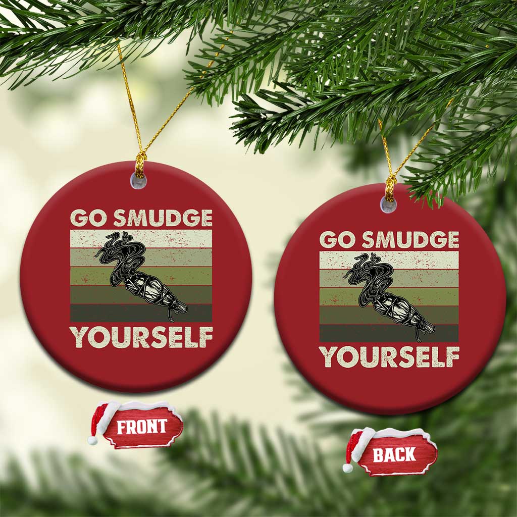 Go Smudge Yourself Christmas Ornament Funny Sage Bundle Smudging Feather - Wonder Print Shop
