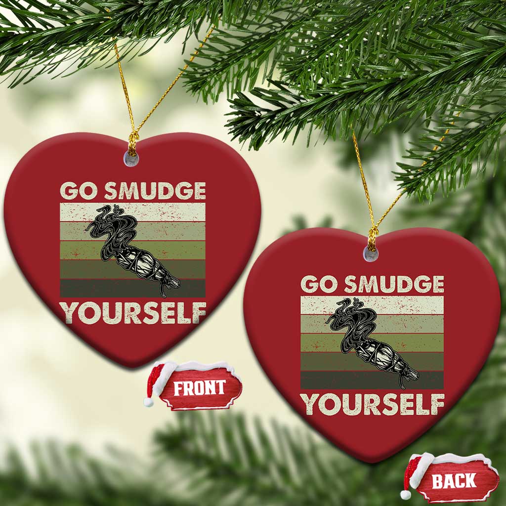 Go Smudge Yourself Christmas Ornament Funny Sage Bundle Smudging Feather - Wonder Print Shop
