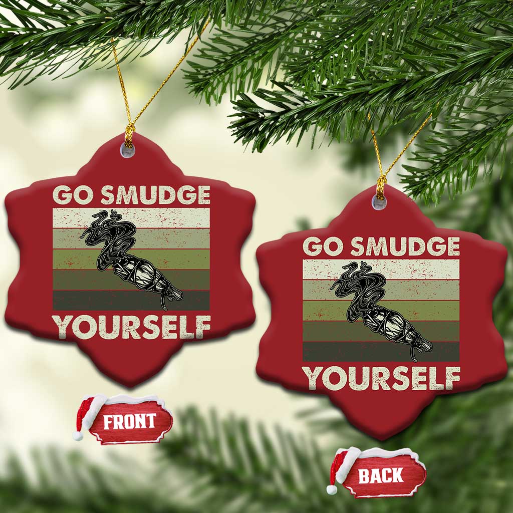 Go Smudge Yourself Christmas Ornament Funny Sage Bundle Smudging Feather - Wonder Print Shop