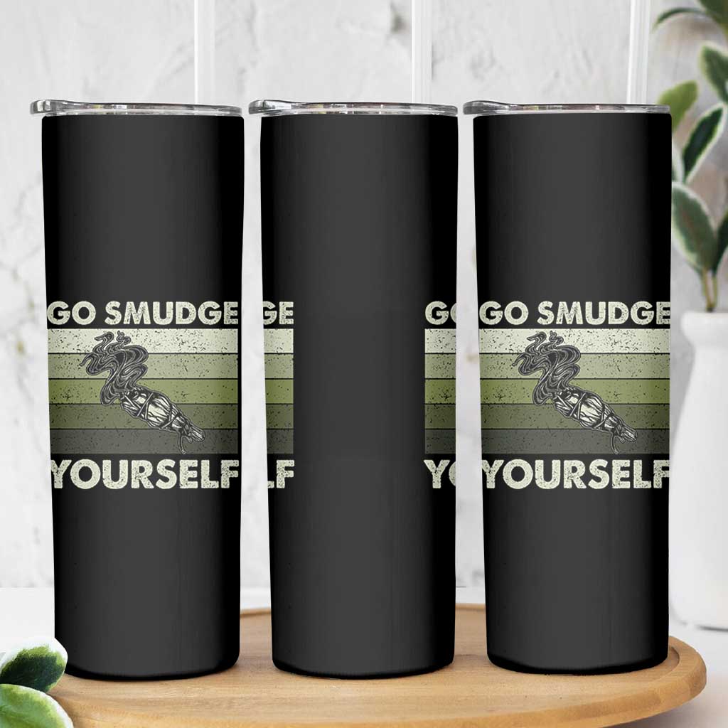 Go Smudge Yourself Skinny Tumbler Funny Sage Bundle Smudging Feather - Wonder Print Shop