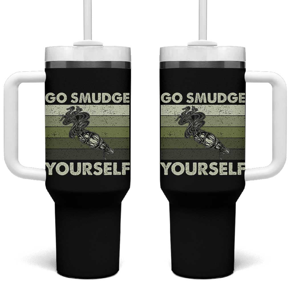 Go Smudge Yourself Tumbler With Handle Funny Sage Bundle Smudging Feather - Wonder Print Shop