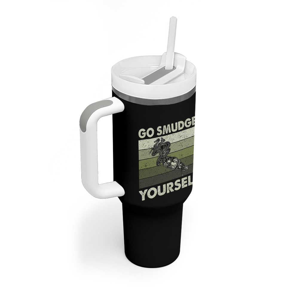 Go Smudge Yourself Tumbler With Handle Funny Sage Bundle Smudging Feather - Wonder Print Shop
